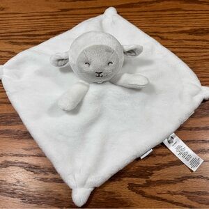 GERBER White Lamb Soft Plush Security Blanket Lovey "Knot" Corners